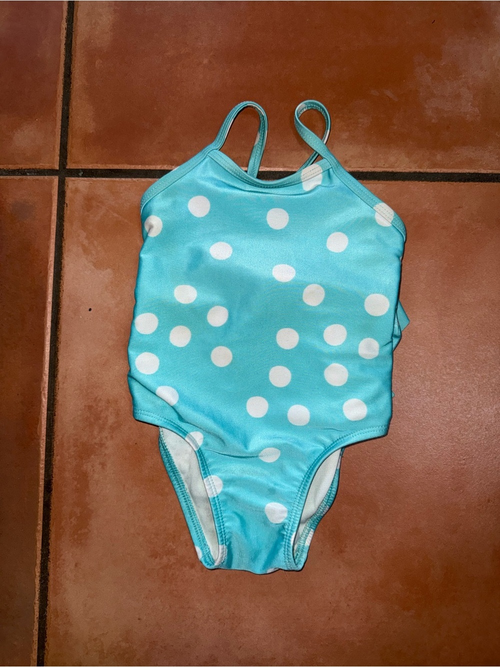 Cat & Jack Aqua Polka Dot One-Piece Swimsuit